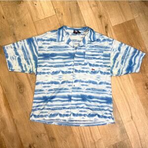 Vintage Southpole Blue and White Mesh Button Down Mens XL